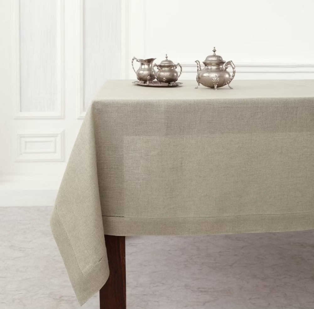 58" x 132" 100% Linen Tablecloth Solino Home Natural Beige